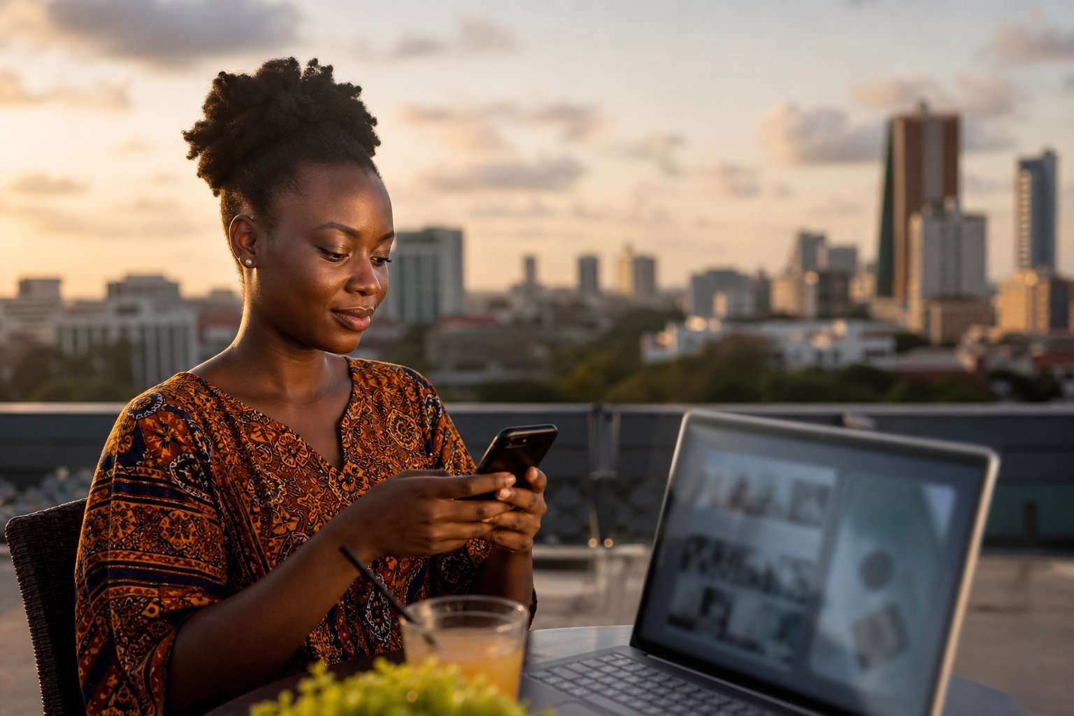Mobile app development in Ghana on a rooftop in Accra