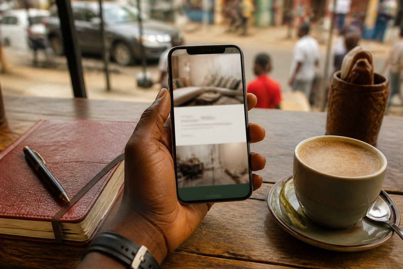 Mobile website design in Ghana used on a phone