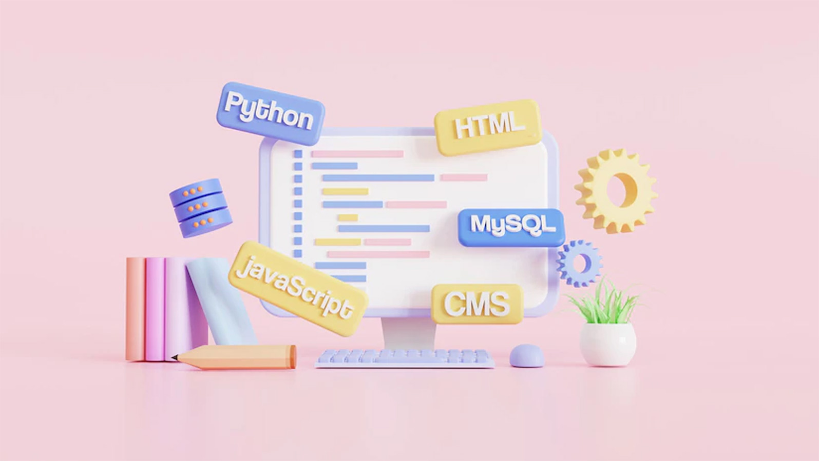Floating 3D labels for Python, MySQL and CSS.