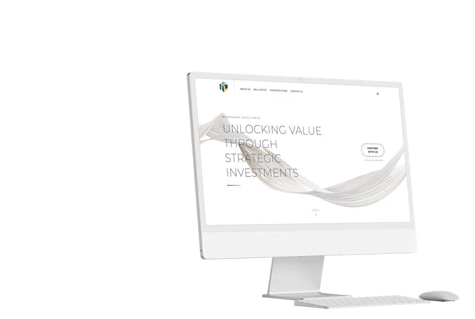 Monitor showing the Next Level Capital homepage, Unlocking Value Through Strategic Investments.
